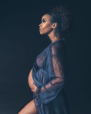 Maternity Portrait at a studio with a designed gown