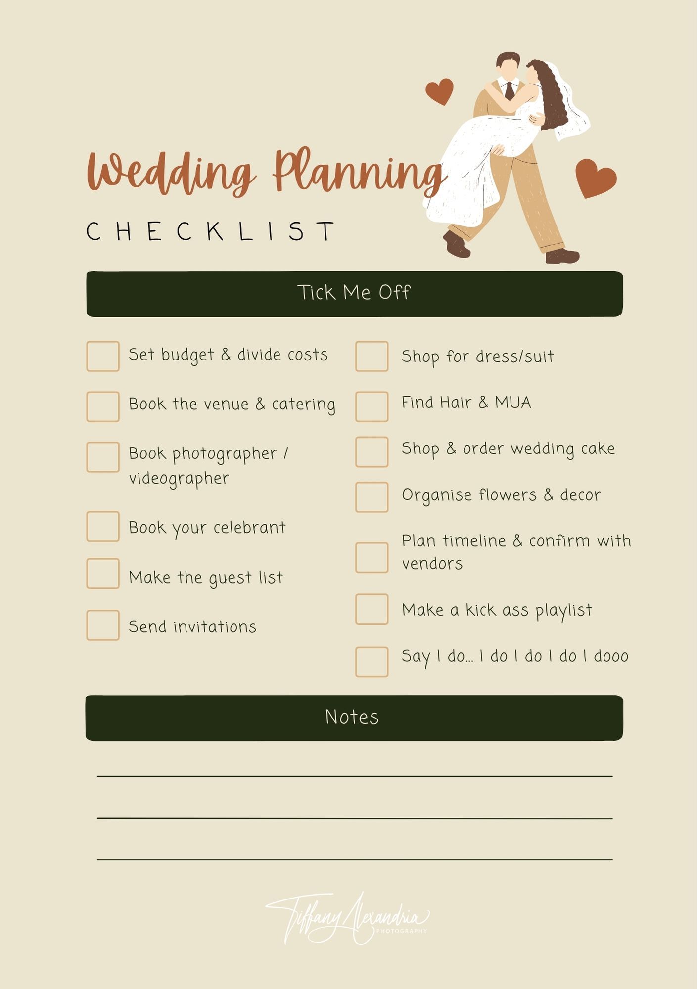 Free wedding planning checklist download - Tiffany Alexandria Photography
