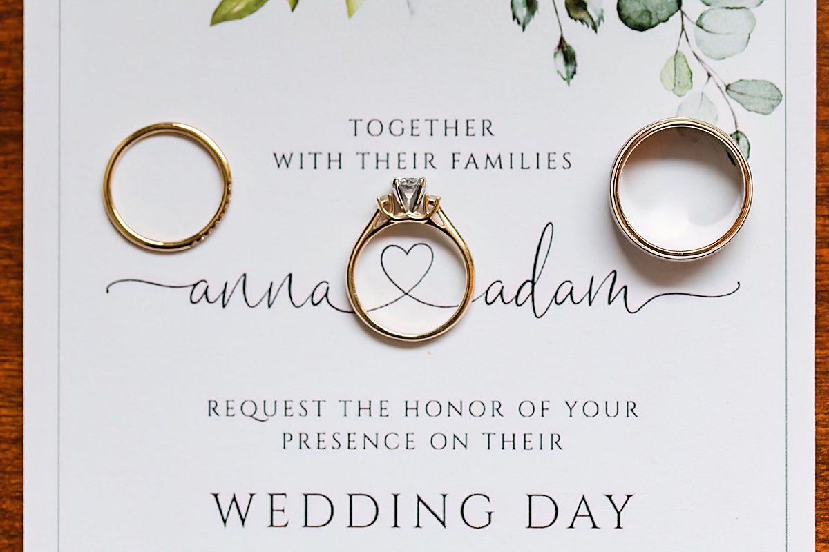 wedding photography rings flat lay invitation