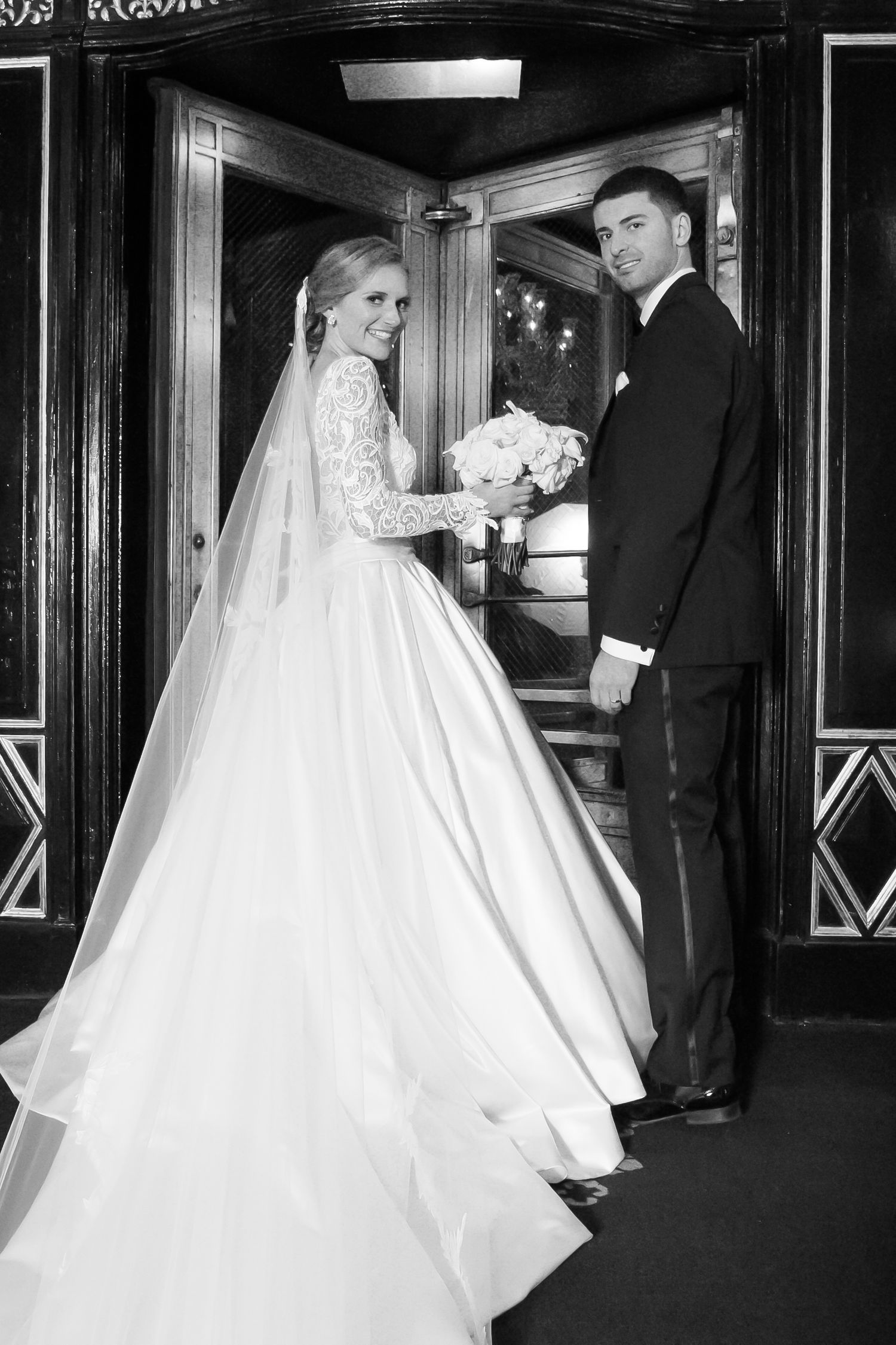 a bride and groom at The Plaza