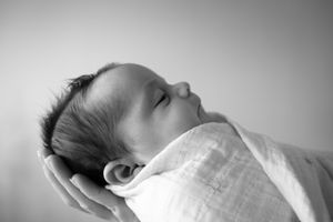 profile of a baby in black and white
