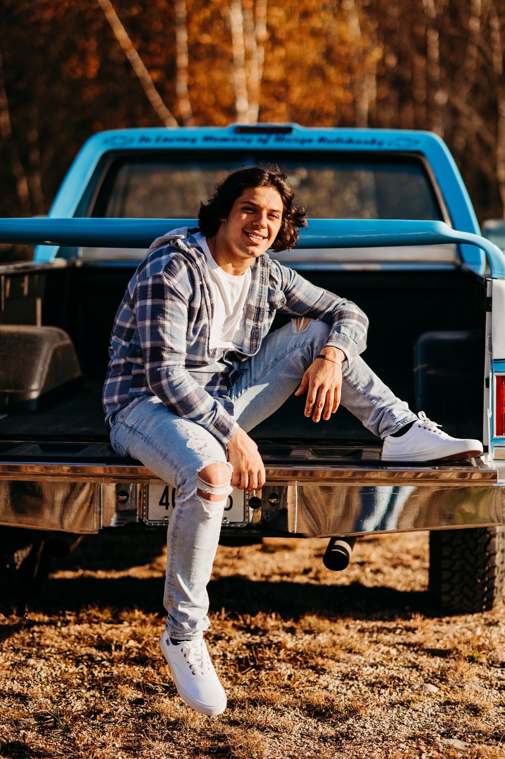 Senior boy session with vintage truck in Buyck, Minnesota.