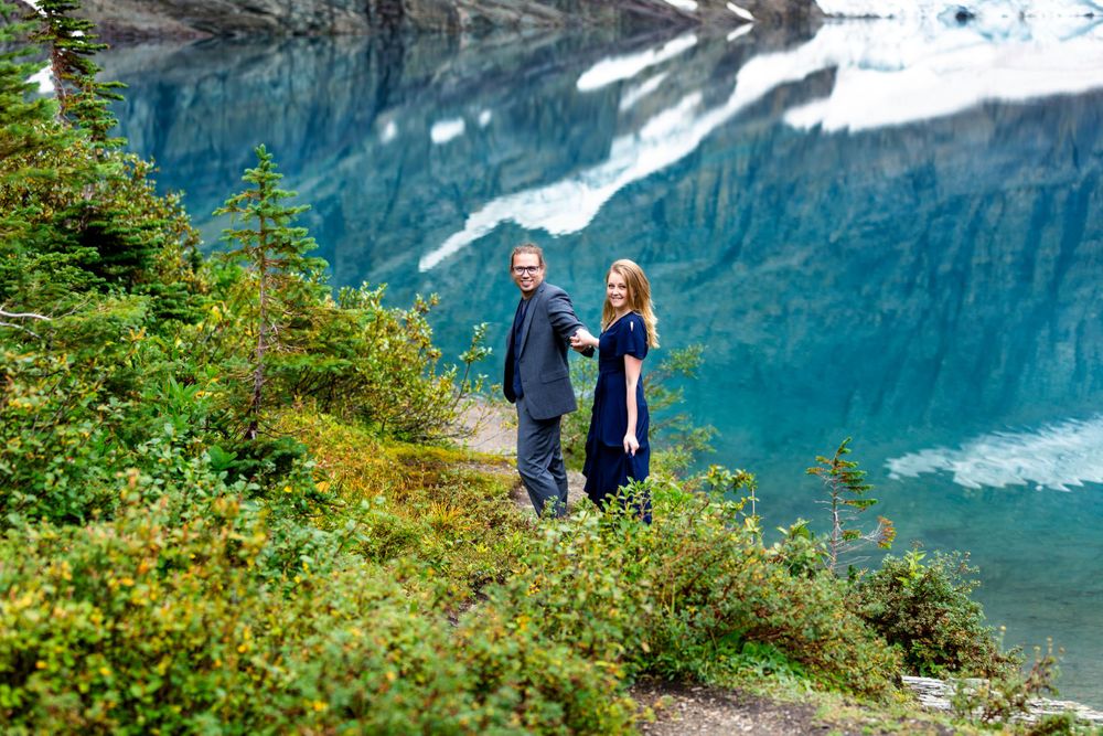 walking the trail at iceberg lake, glacier