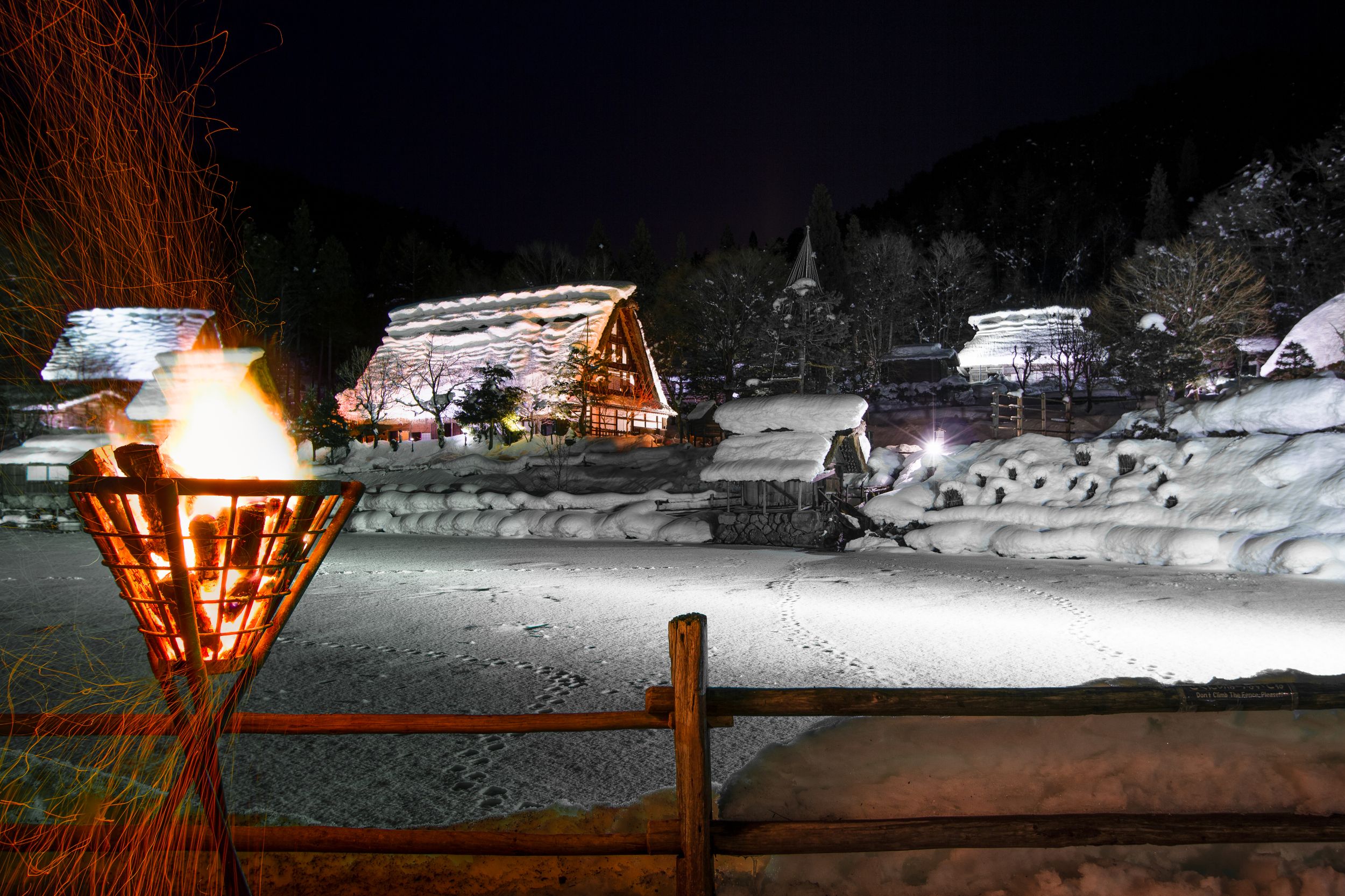 Snow covered Gassho-style, old historic Japanese house in Shirakawa-Go.