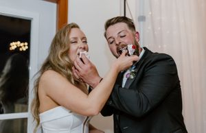 Cake cutting at wedding reception at Saraguay House in Halifax, Nova Scotia
