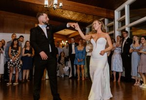 Bride and groom's first dance at wedding reception at Saraguay House in Halifax, Nova Scotia
