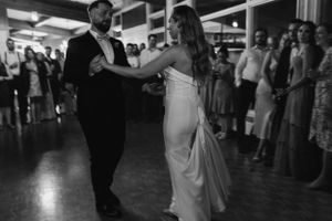 Bride and groom's first dance at wedding reception at Saraguay House in Halifax, Nova Scotia
