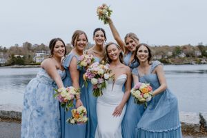 Wedding party photos in front of Dingle Tower at Sir Sandford Fleming Park, Halifax Nova Scotia