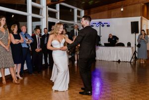 Bride and groom's first dance at wedding reception at Saraguay House in Halifax, Nova Scotia