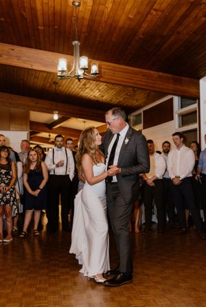 Father-daughter dance at wedding reception at Saraguay House in Halifax, Nova Scotia
