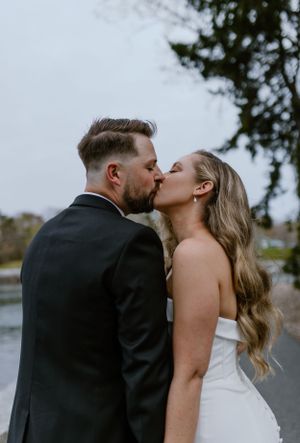 Bride and groom photos in front of Dingle Tower, Halifax Nova Scotia