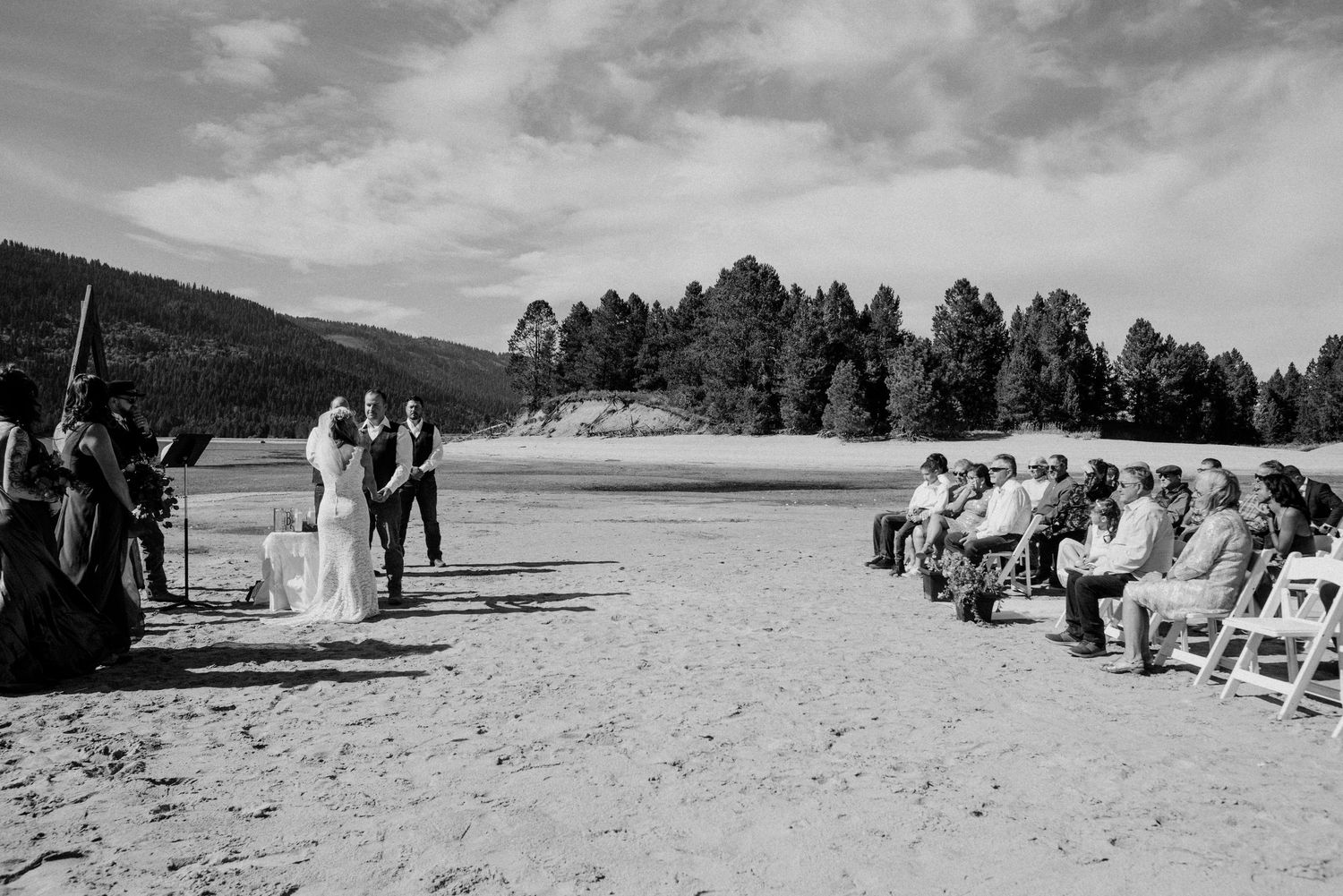 wide angle of wedding vows ceremony idaho