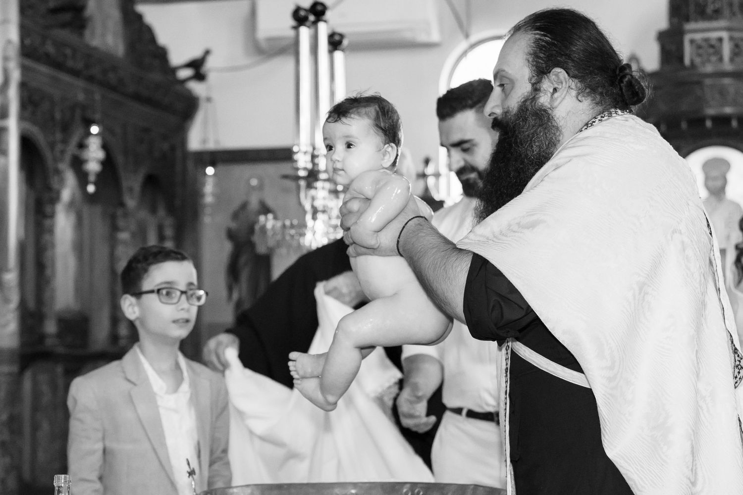 Orthodox Baptism Christening Church Photography St Albans St Paraskevi Baby Priest Nouno Nouna Godparents