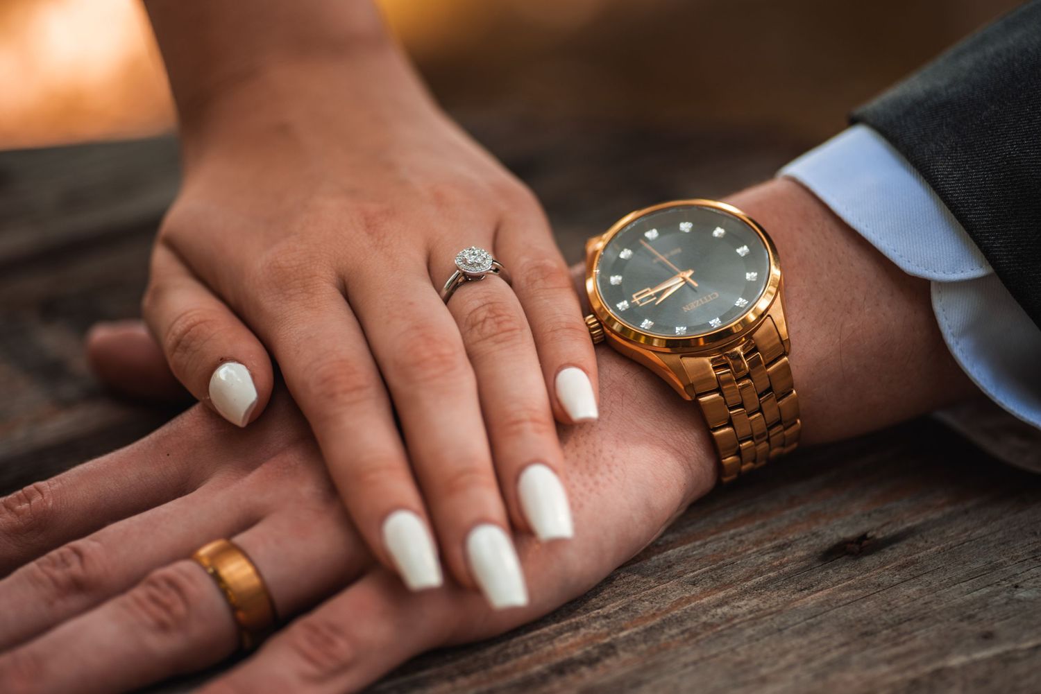 Wedding photo of bride and groom rings in Dickson Tennessee