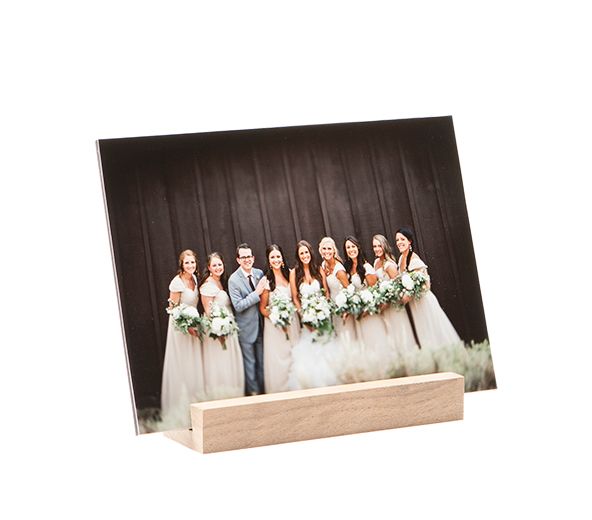 portrait print on styrene board in stand