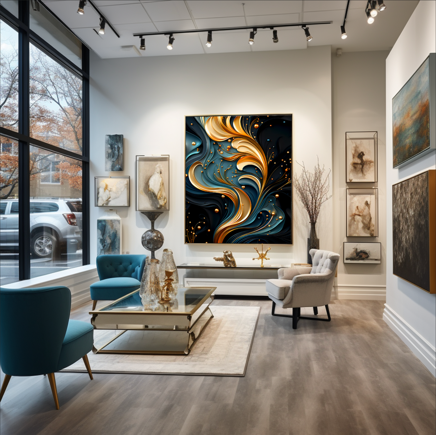 Framed Wall Art From Ai Art Depot on A Customers Wall in Luxurious Living room