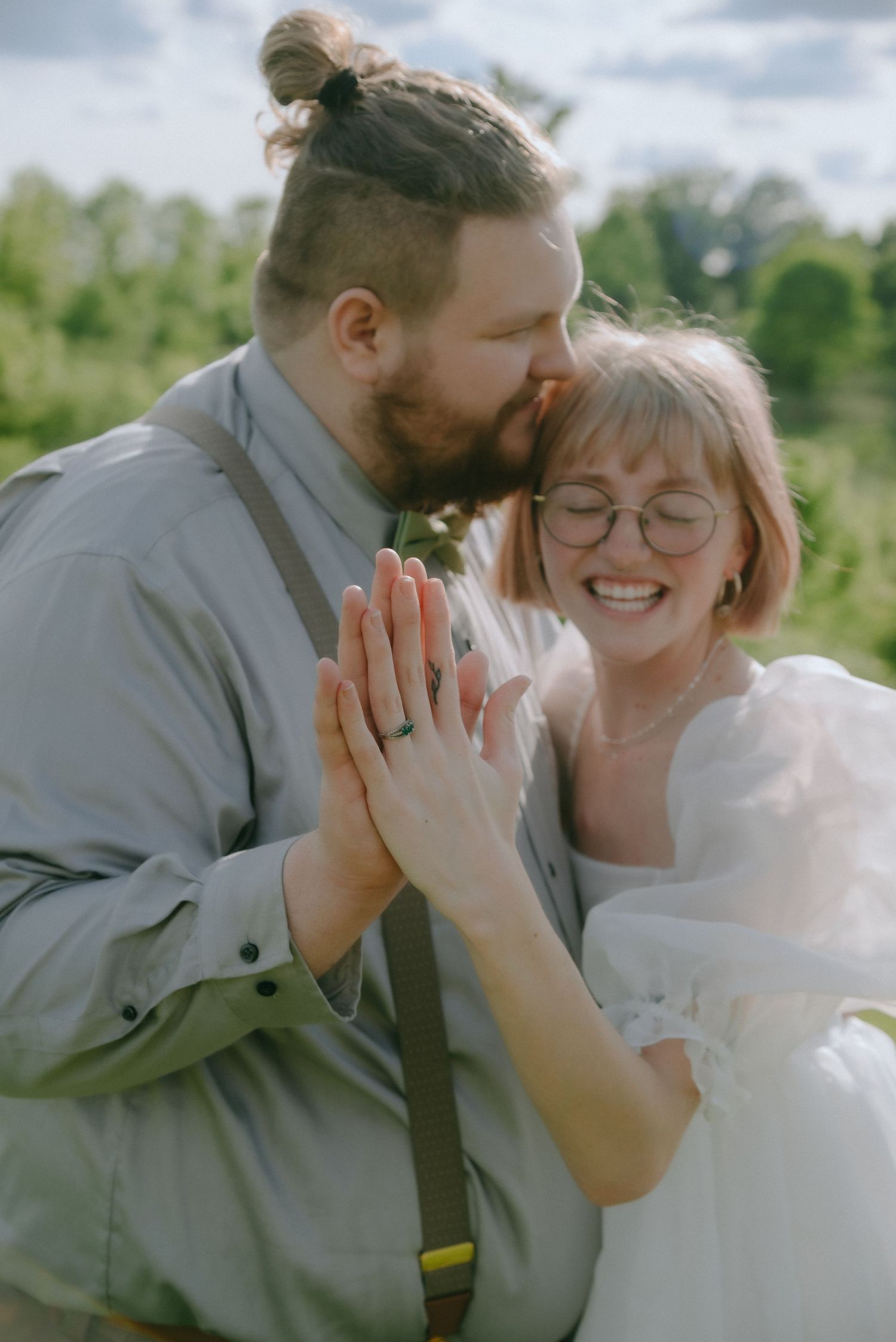 Candid outdoor moments showing joyful emotional expressions.