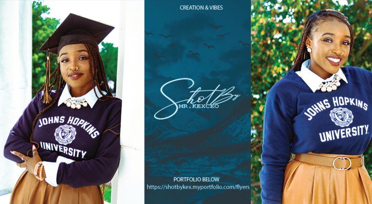 College graduation photoshoot collection showing students in navy blue uniforms.