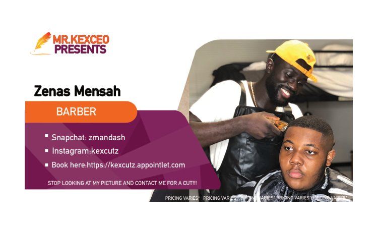 Professional banner design featuring barber services and contact details.