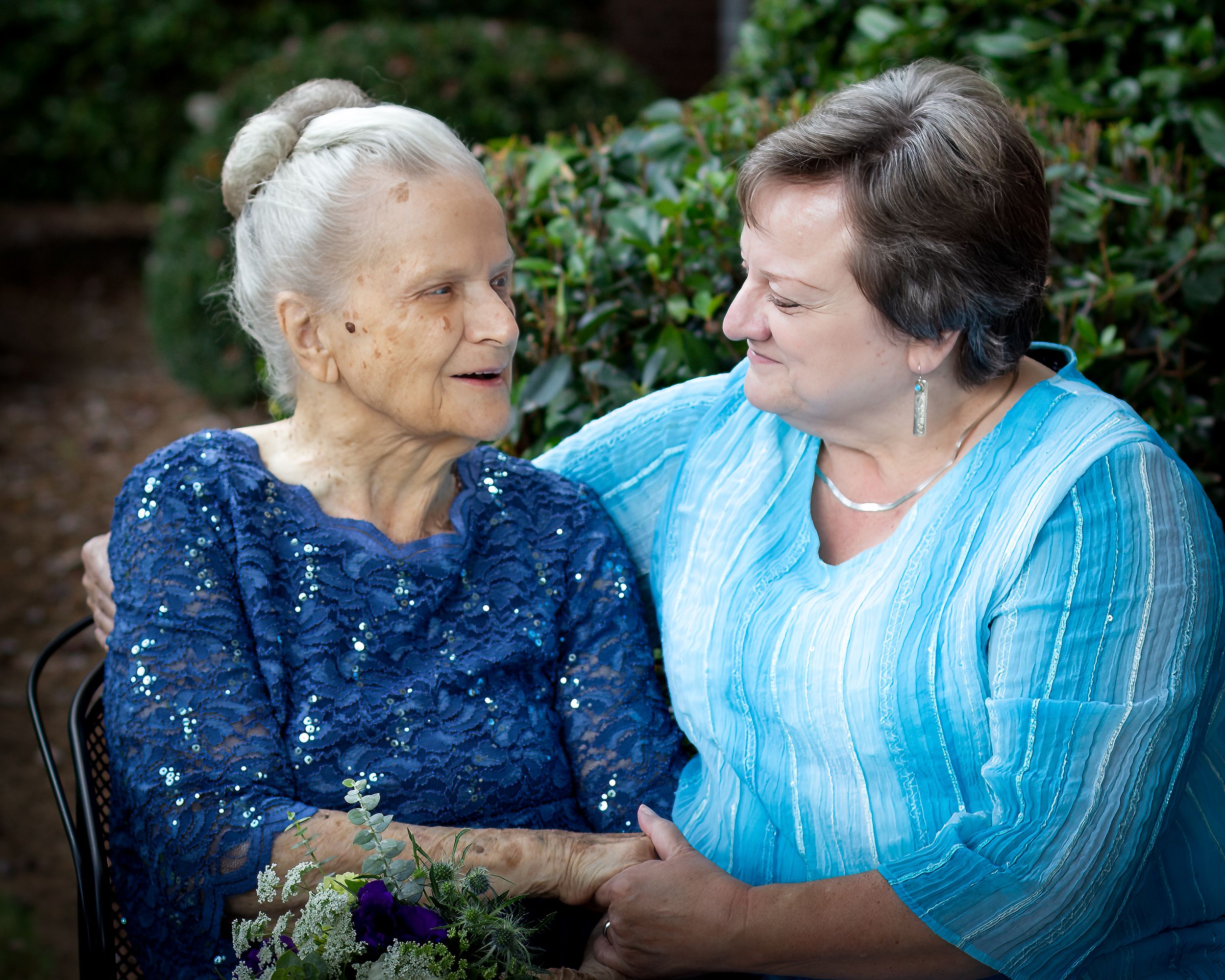 Portrait of Elderly Mother and Her Daughter