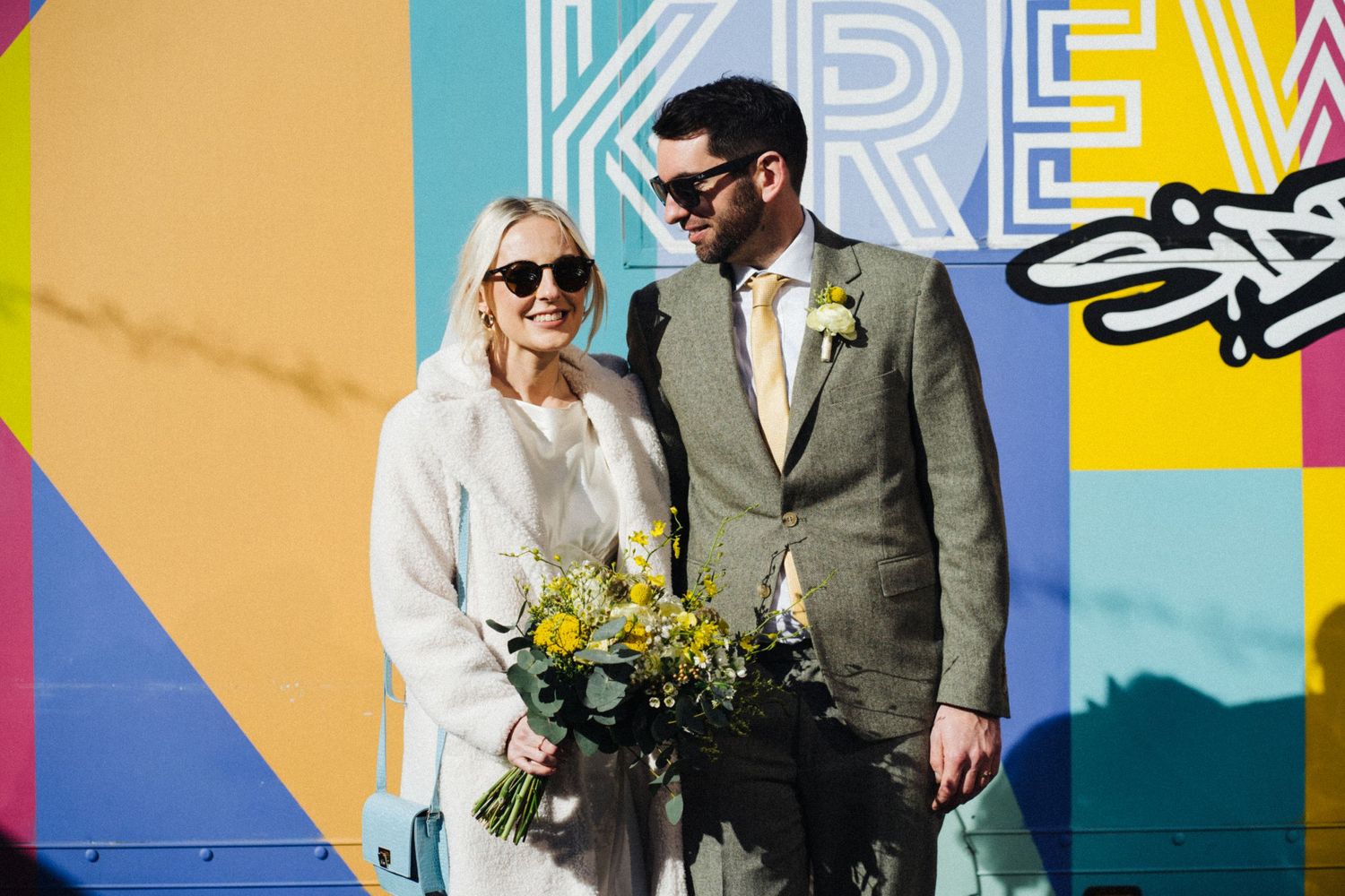 Retro Style wedding in Dublin City.  Vintage retro wedding dress. Civil registry office Dublin photographer