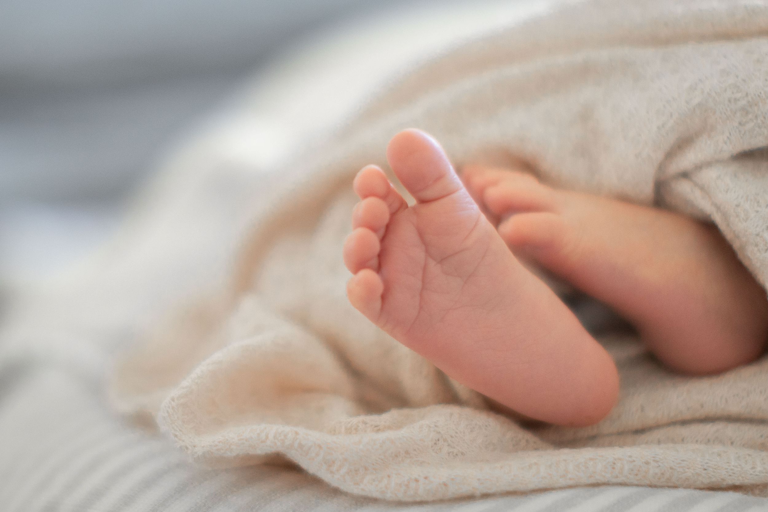 Close up portrait of a newborns feet