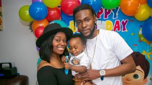 Birthday celebration with vibrant balloon decorations and festive atmosphere.