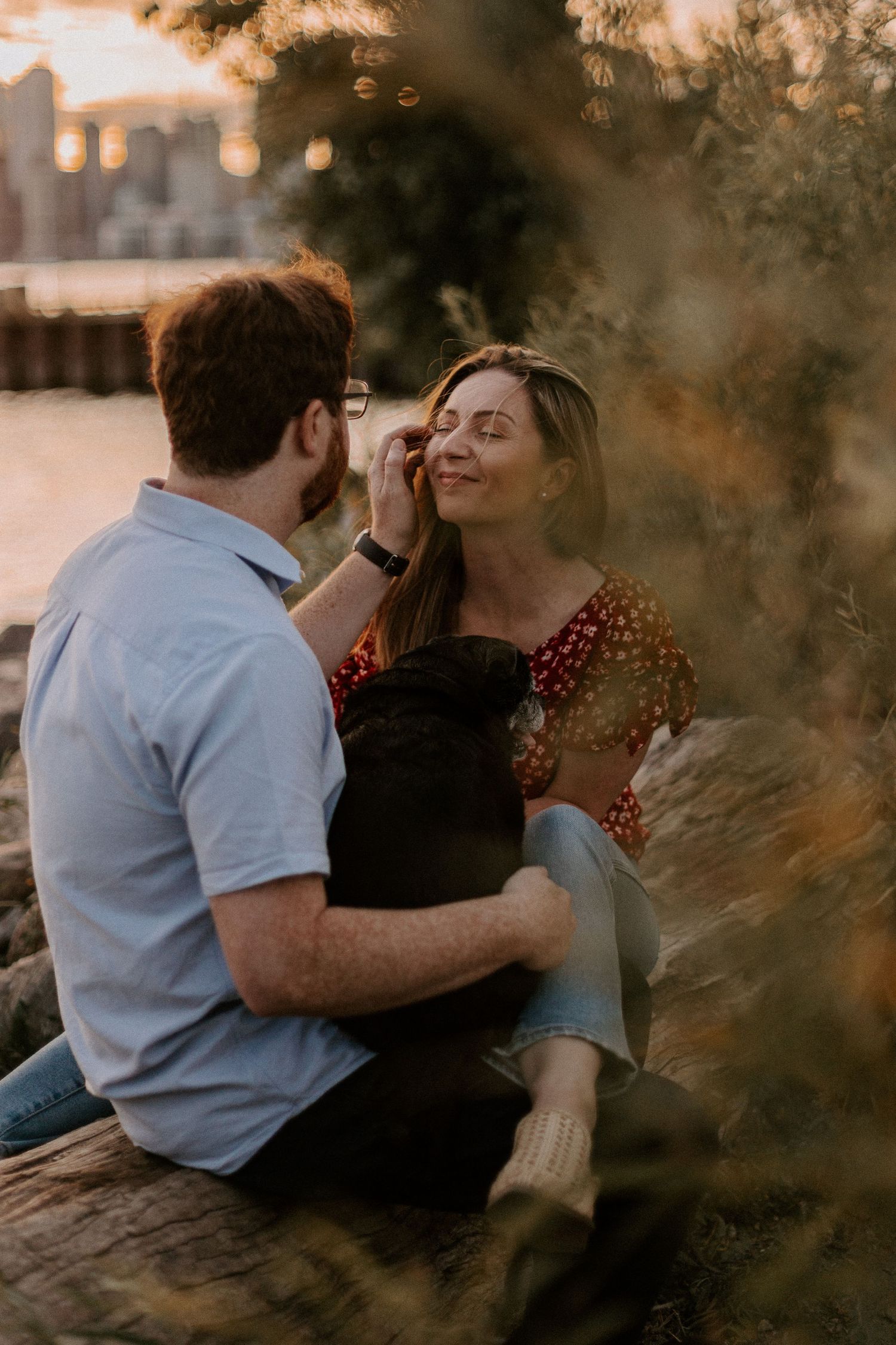 toronto engagement session photography cherry beach candid with dog