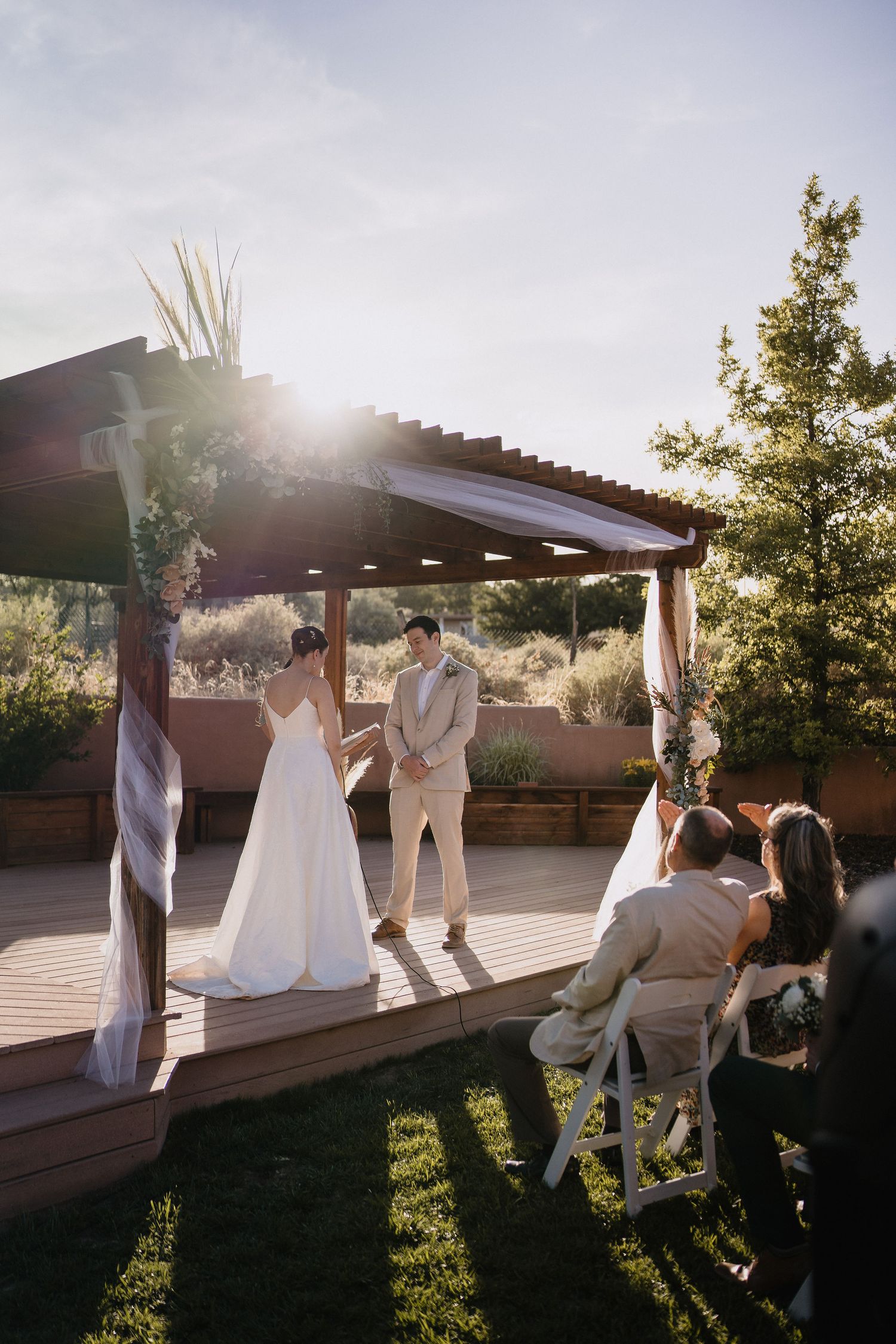Backyard Ceremony Bride and Groom New Mexico