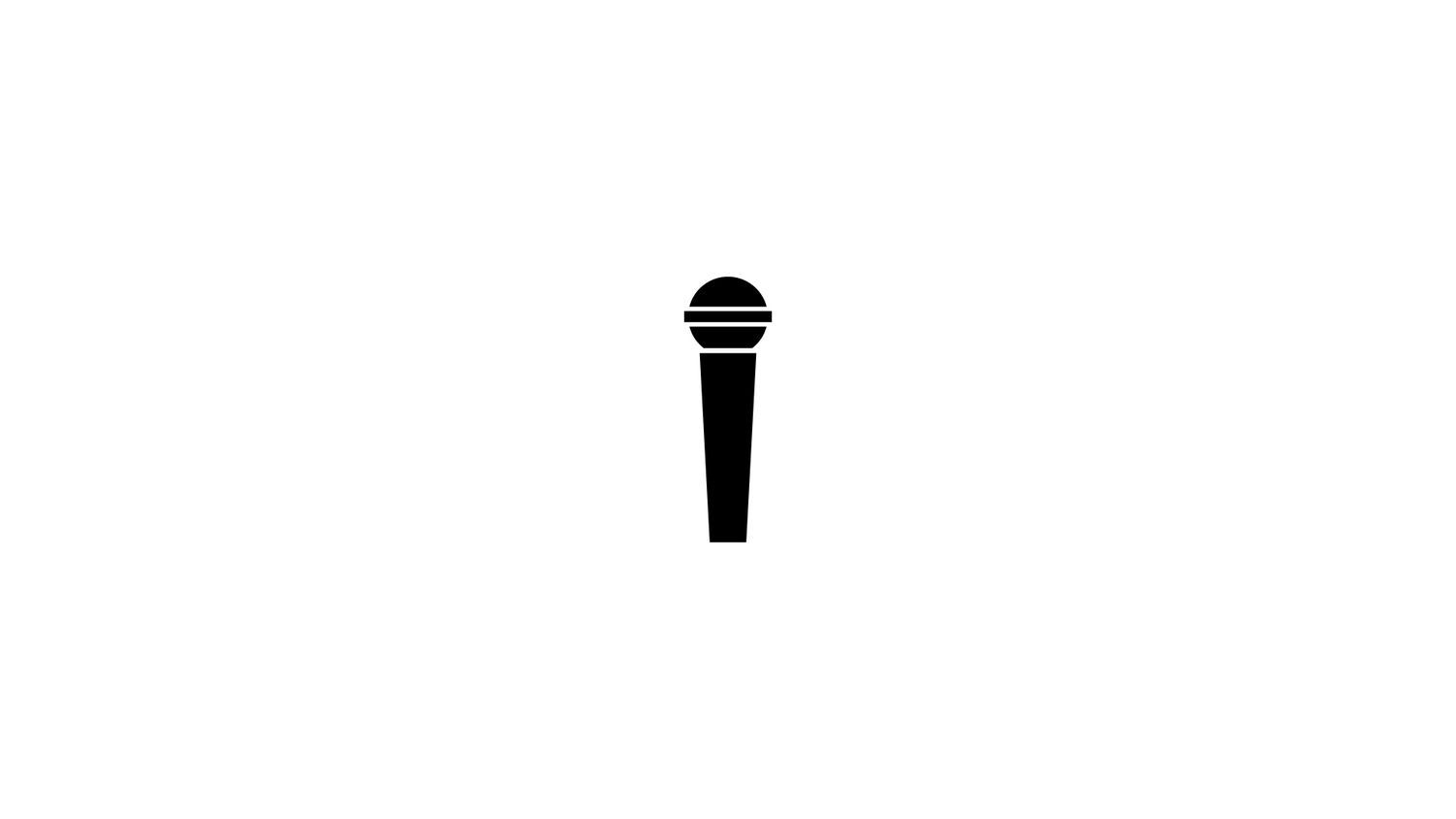 Black microphone icon silhouette isolated on white background.