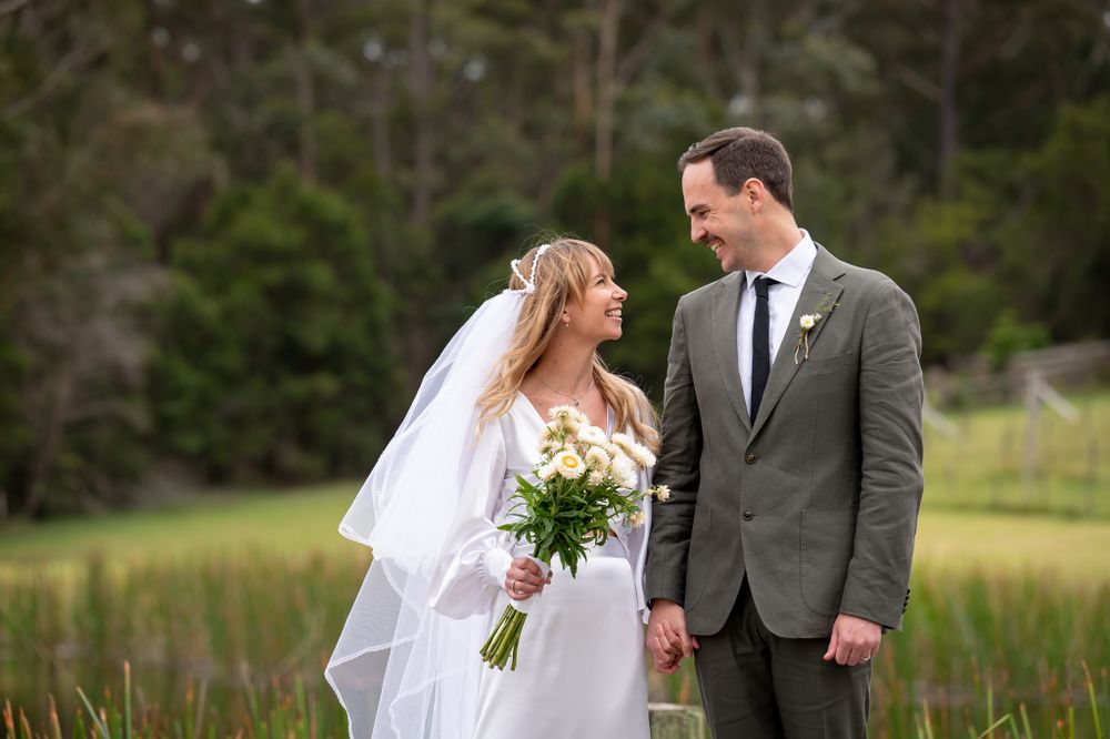 Husband and wife looking into each other's eyes