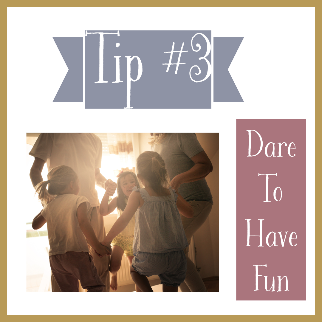 Motivational tip banner with silhouette of people dancing and having fun.