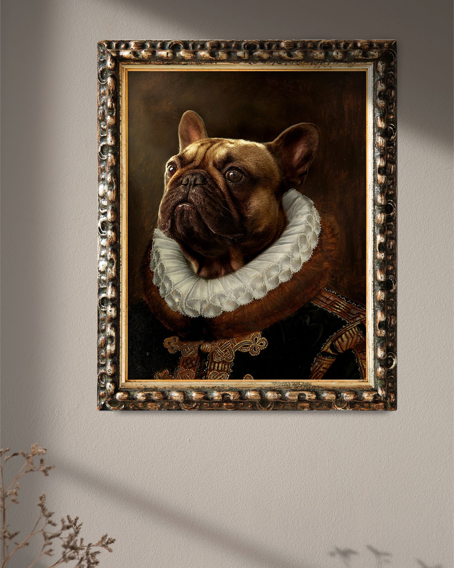 oude meester foto bewerking van hond met kraag