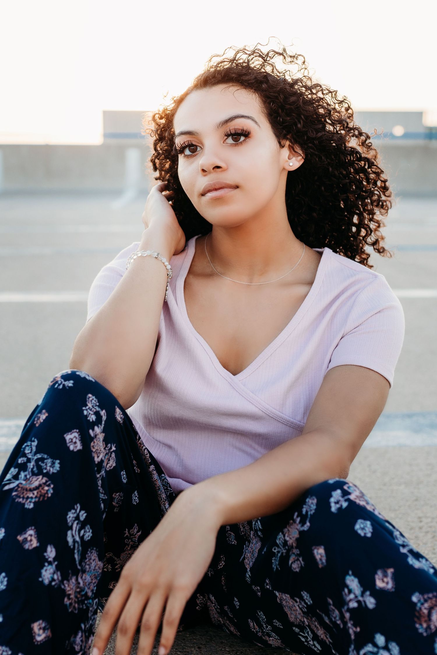 senior photography in downtown Iowa City voxman music auditorium and parking garage sage and ivy studio
