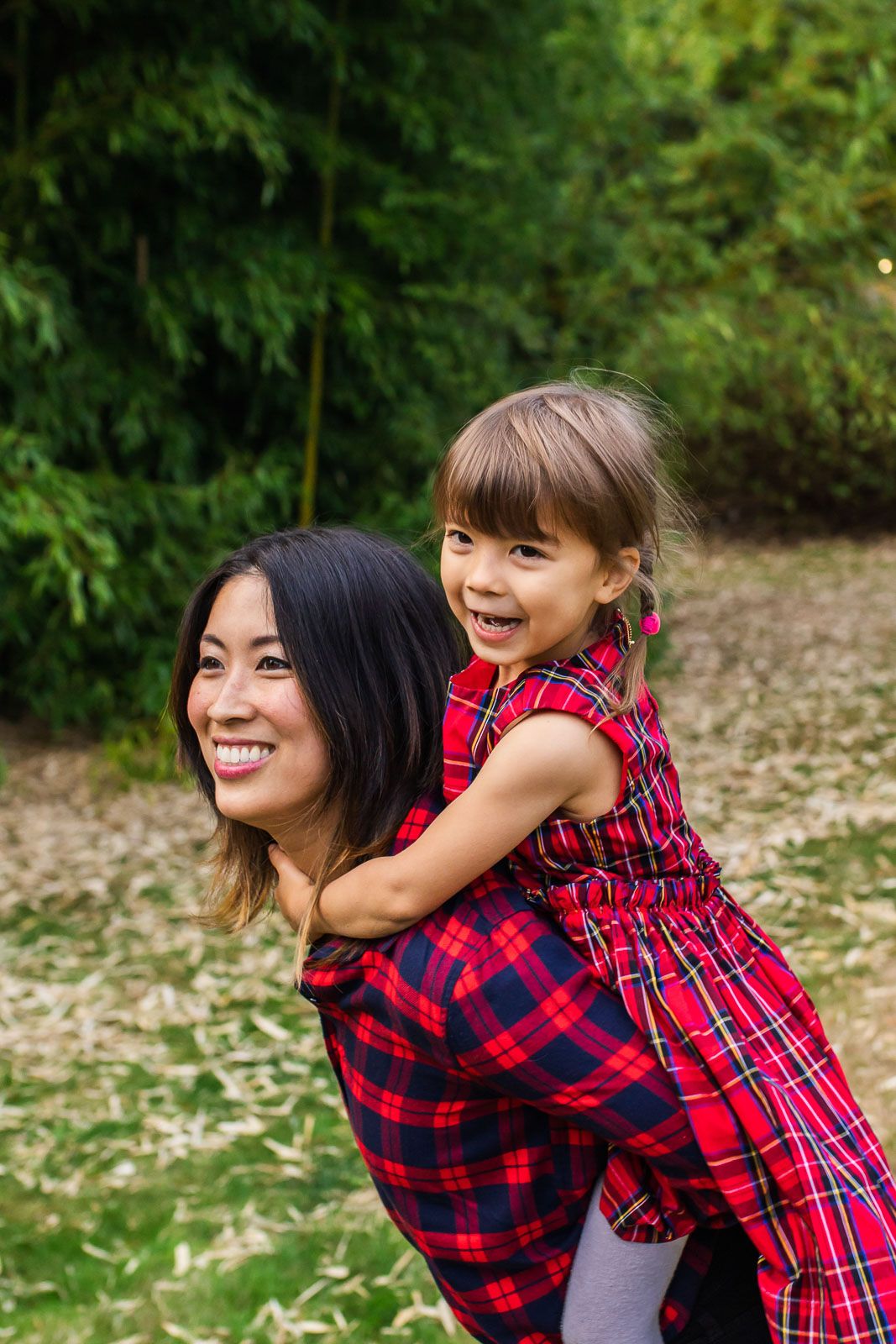 A mother daughter playing in Kirkland Washington during a photography session
