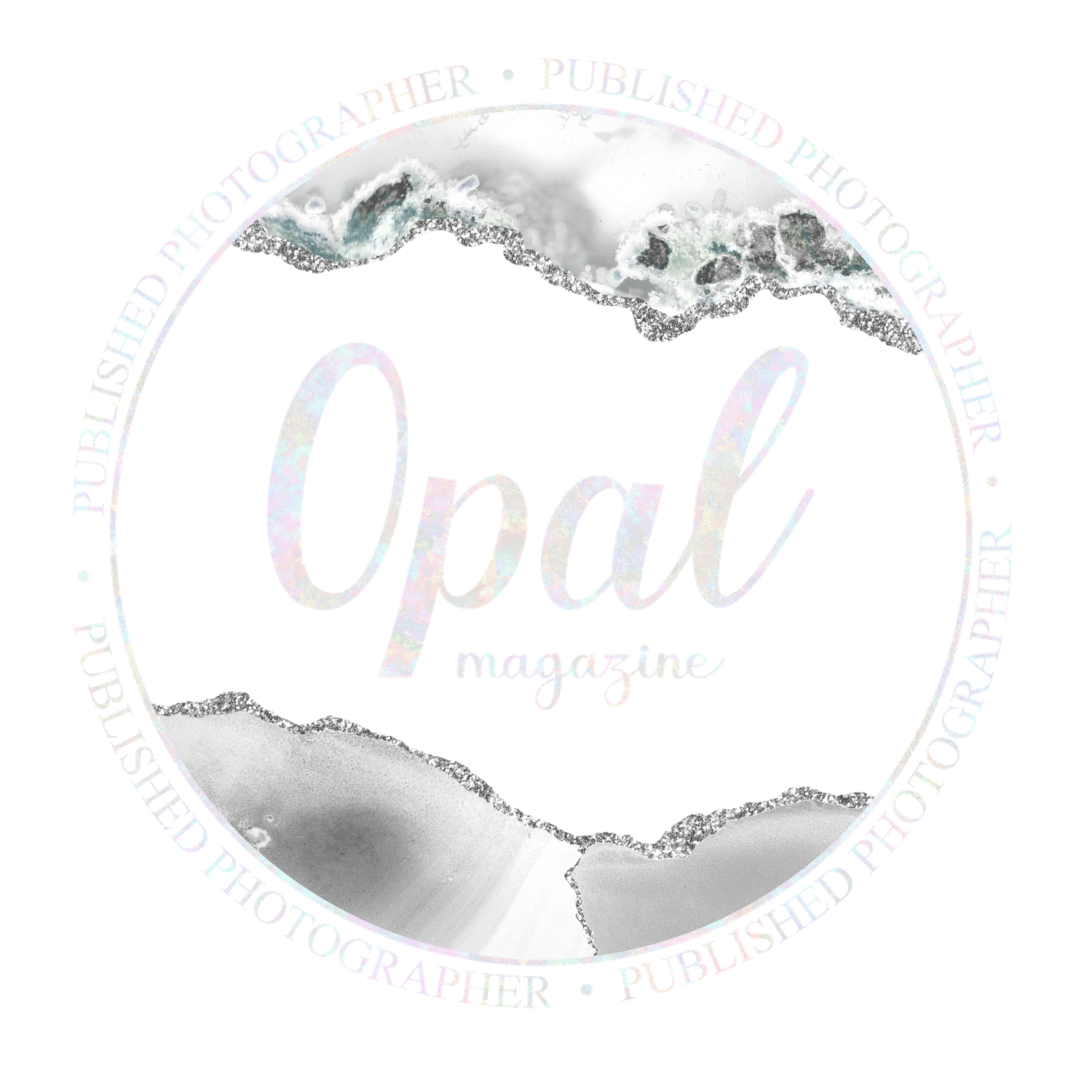 Set of watercolor-style circular blog badges with muted gray tones.