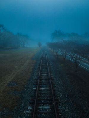 Saluda Rail Trail with fog in Inman, South Carolina