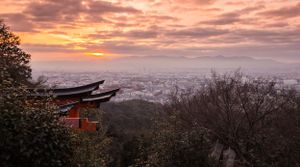 Kyoto, Japan at sunset