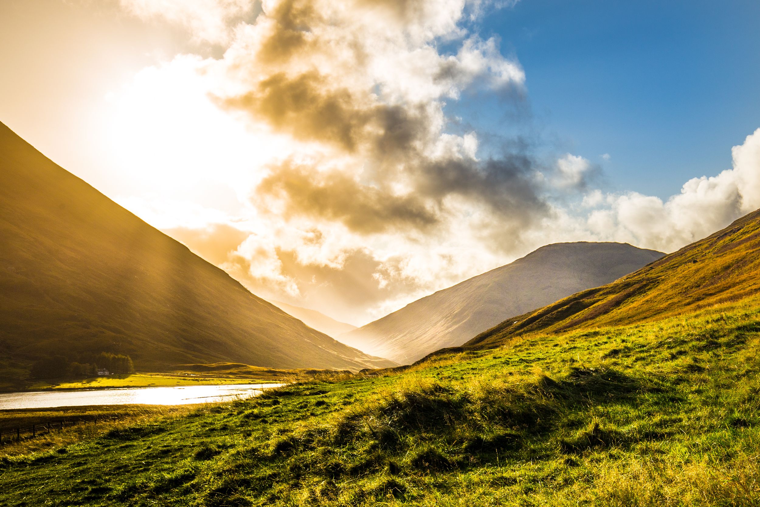 Glencoe, Scotland at sunset during Fall and autumn season