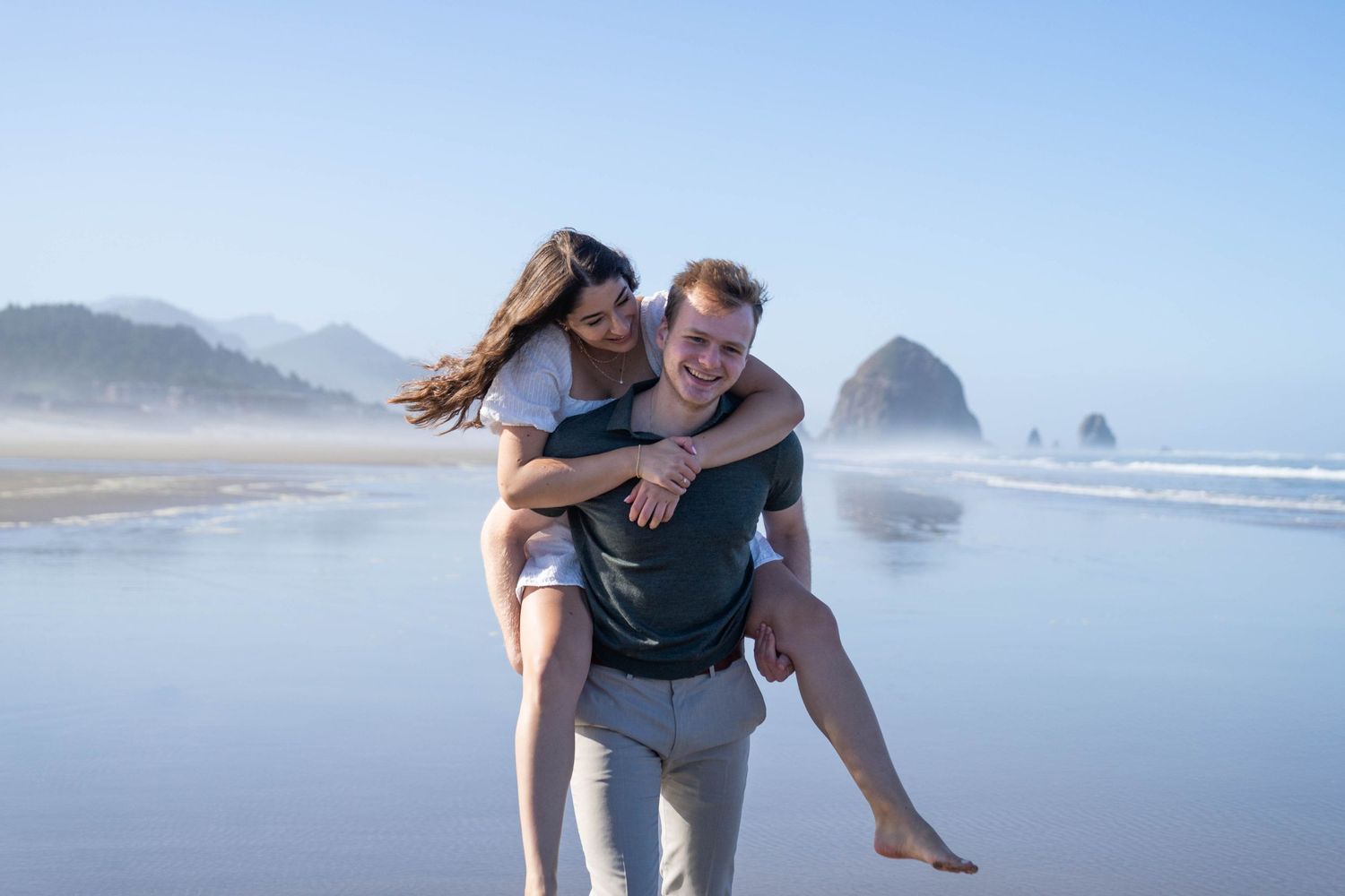 Alex Davis Photography: Couples Engagement Photoshoot Running At Cannon Beach On Oregon Coast