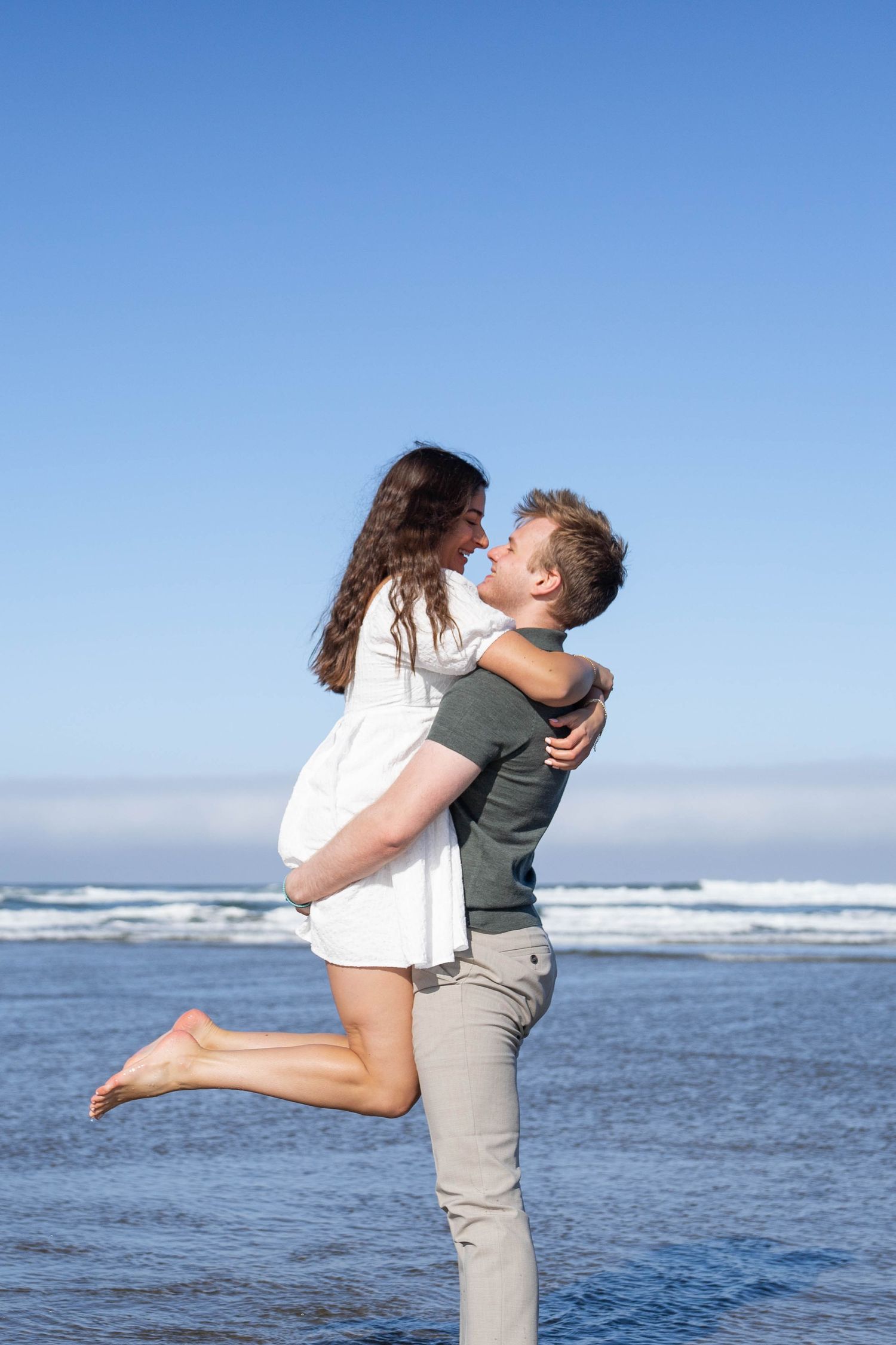 Alex Davis Photography: Couples Engagement Photoshoot In the Ocean At Cannon Beach On Oregon Coast