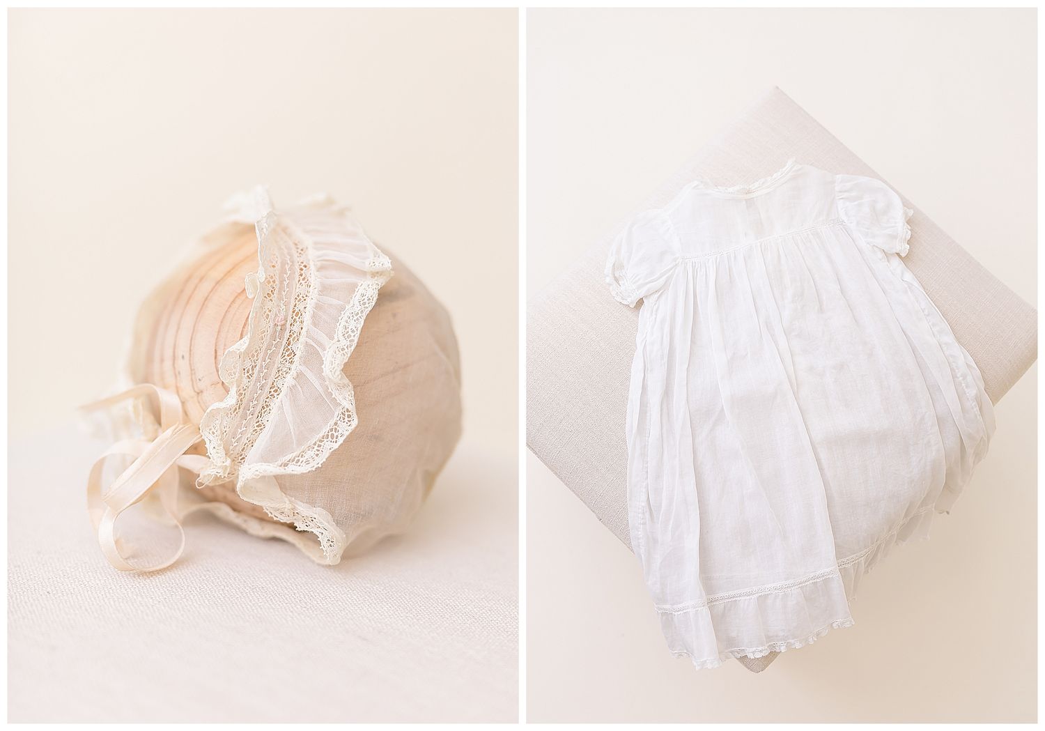 heirloom photos chattanooga, antique baby gown, christening photos chattanooga, keepsake gown white bonnet chattanooga