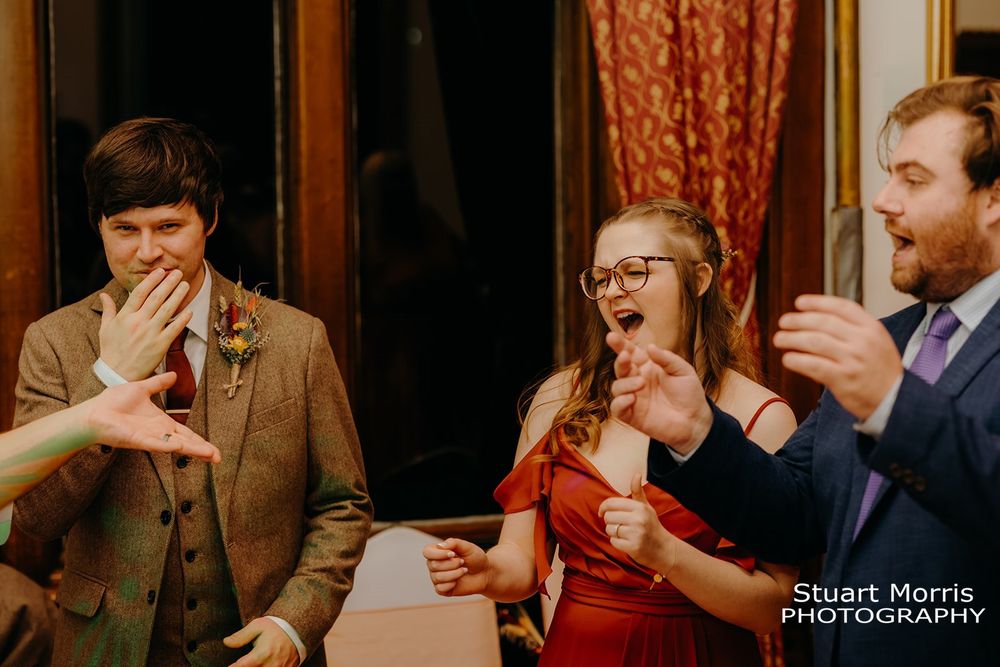 bridesmaid singing and dancing at ruthin castle. Stuart Morris Photography.