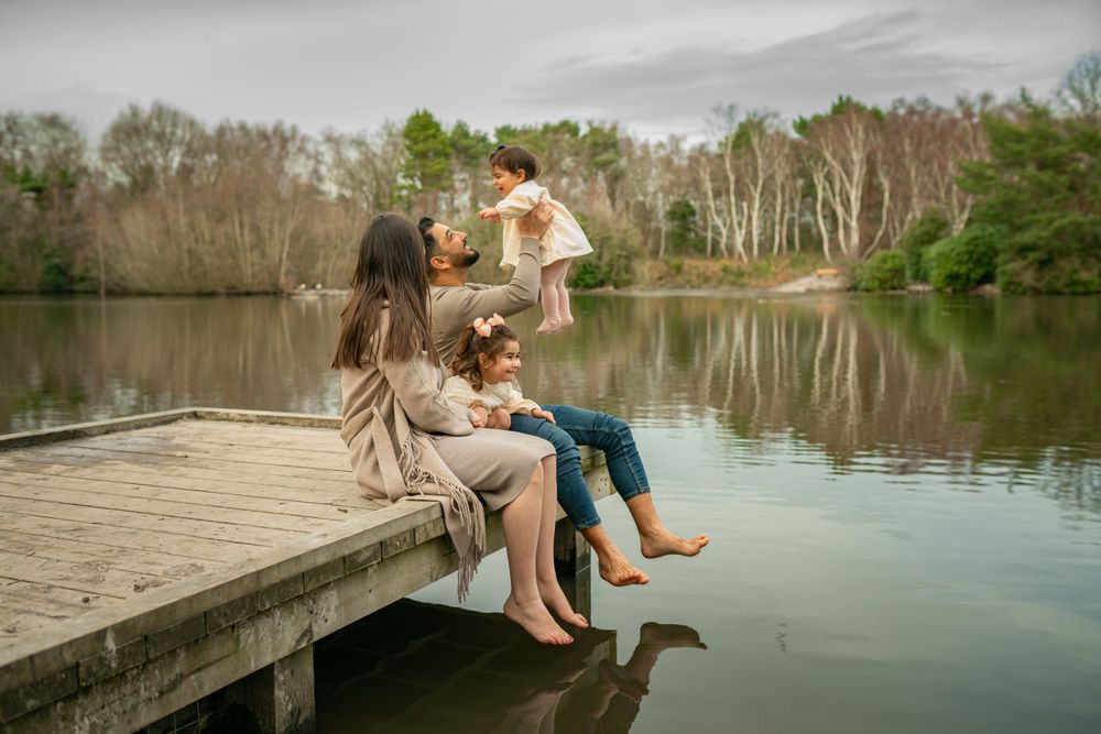 A one years old baby on lake photoshoot in Surrey