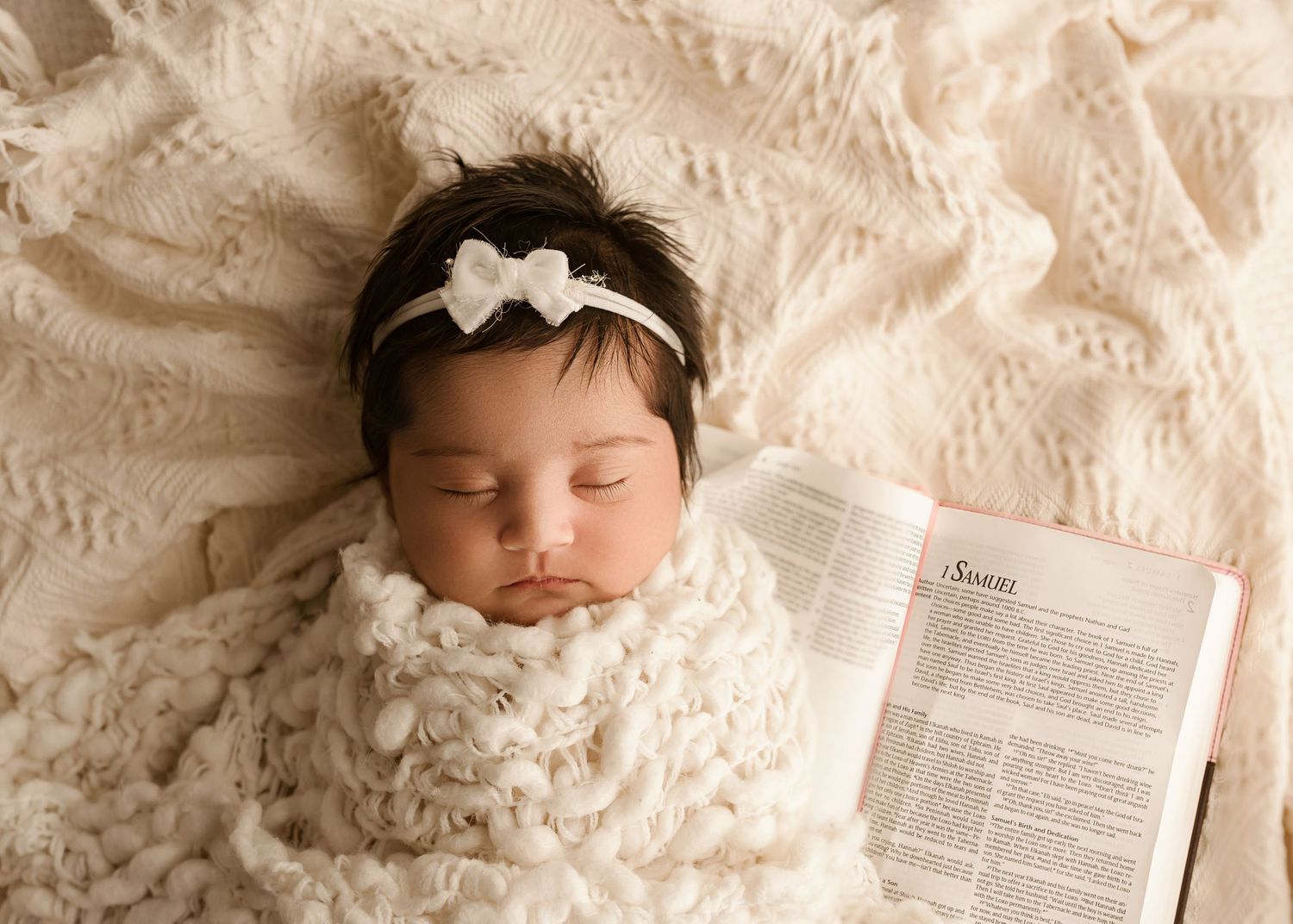 redlands ca newborn photographer, baby girl sleeping next to open bible