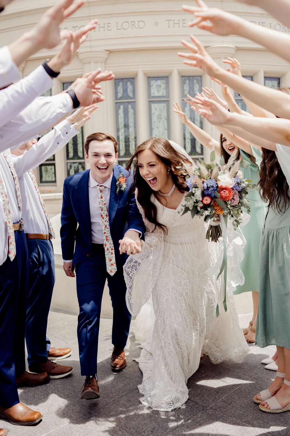 happy lds couple at temple photographed by missouri wedding photographer