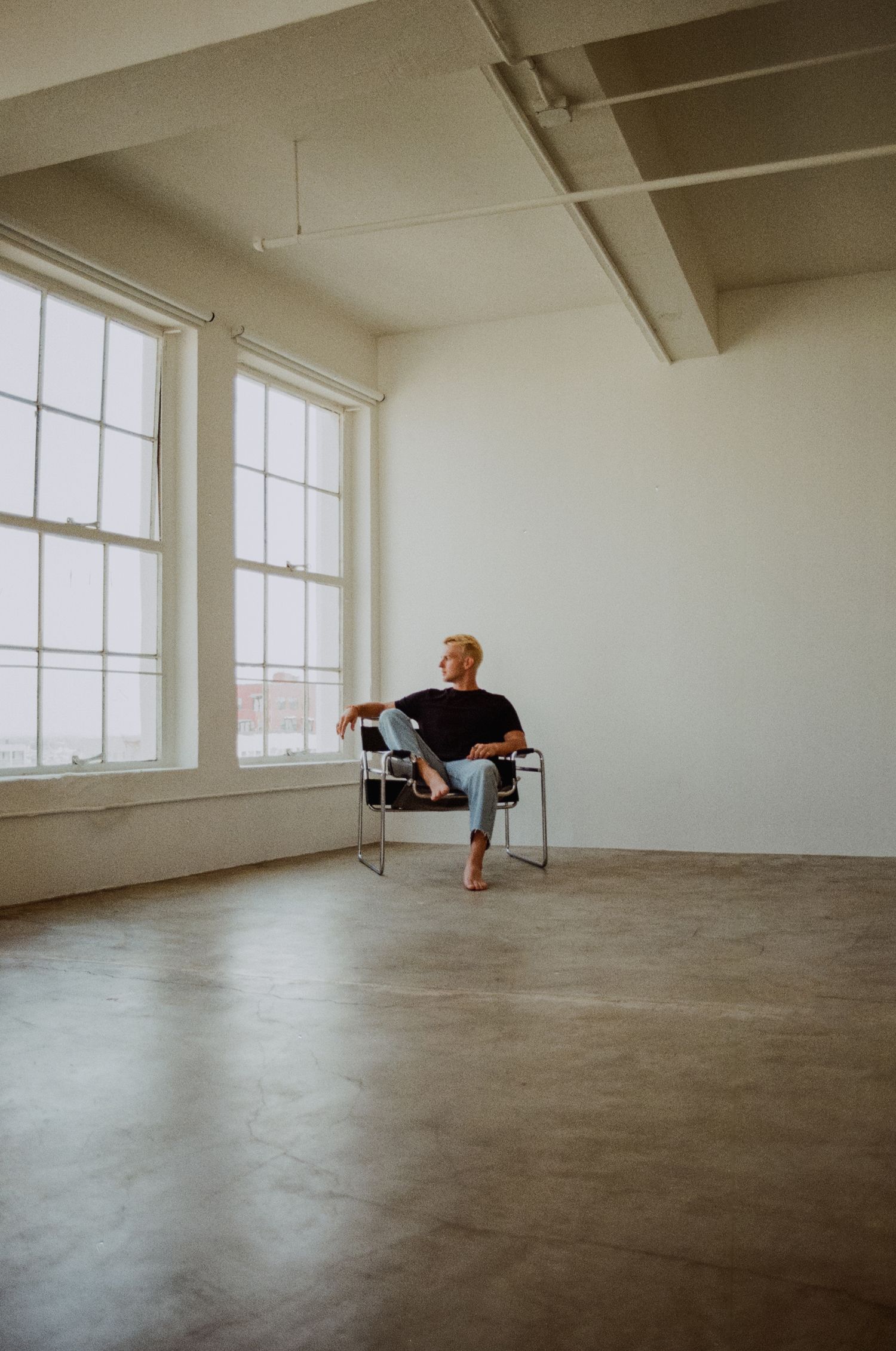 Studio photograph of man in downtown Los Angeles on 35mm film