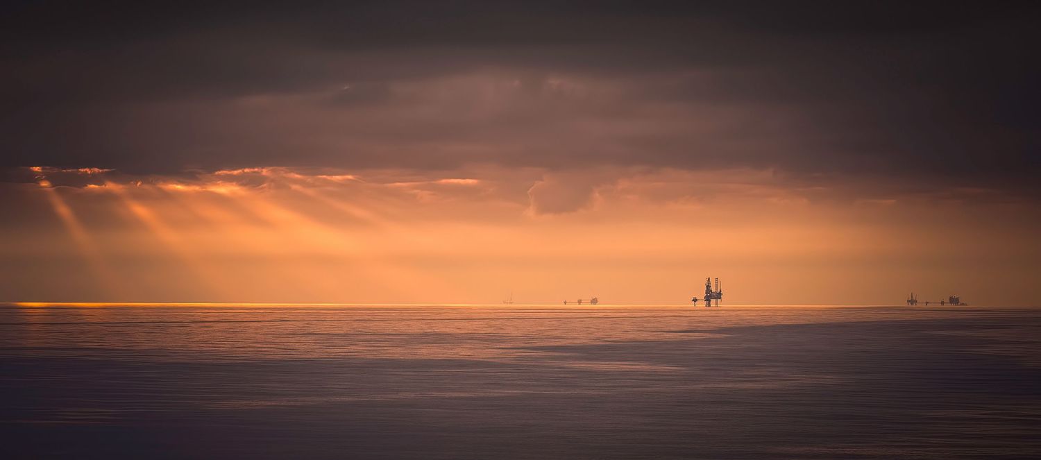 Offshore oil industry. Sunset Northsee
