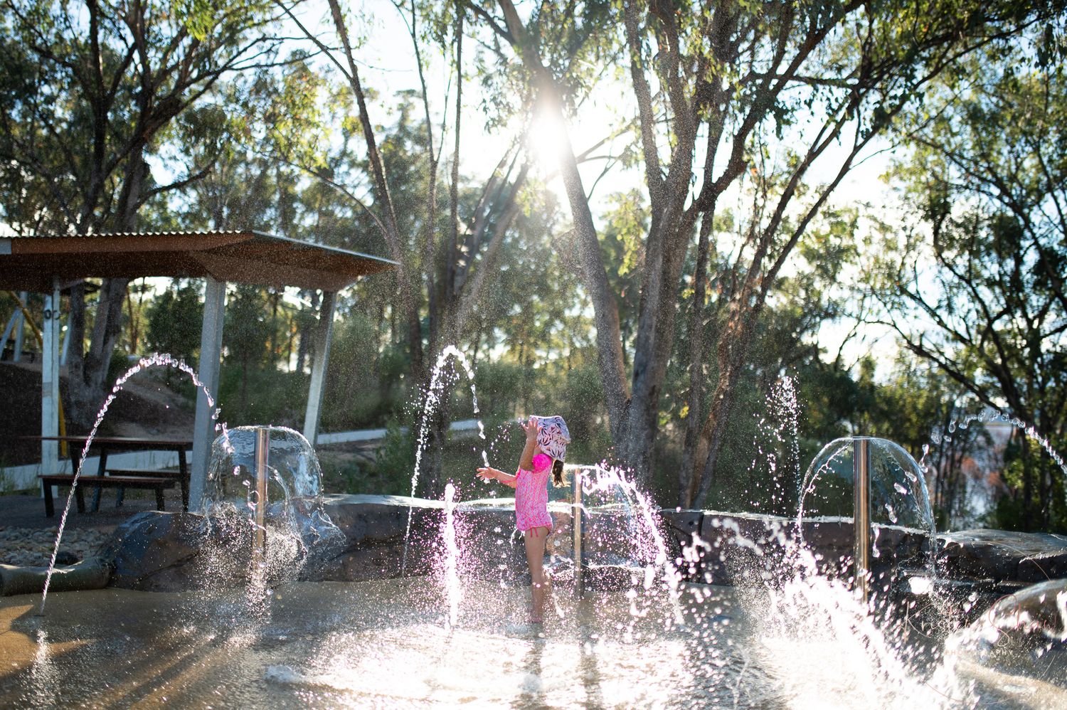 Isla playing in a waterpark at Copeton Dam