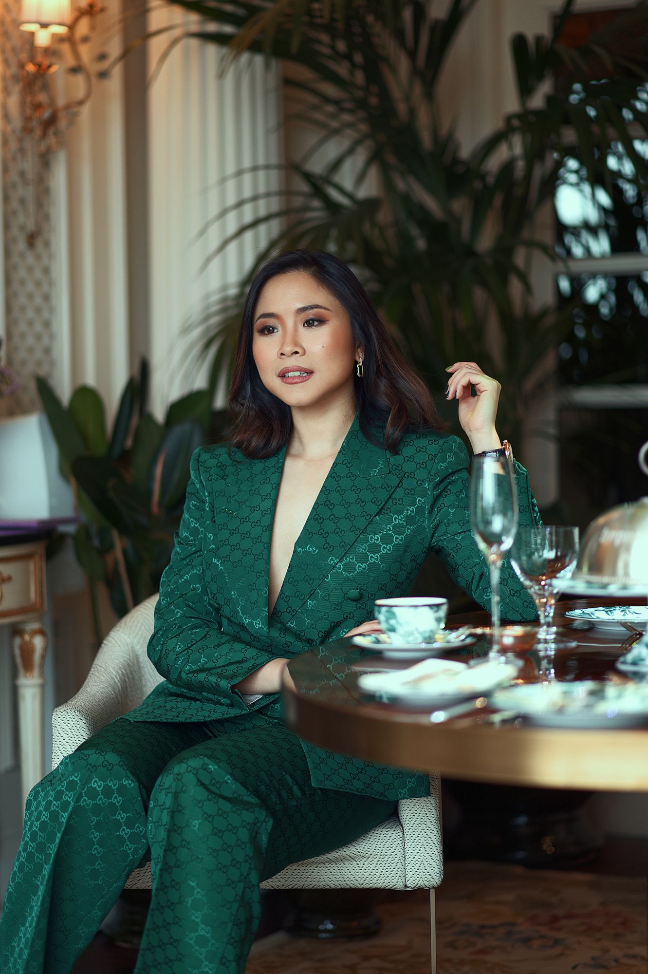 Business professional photoshoot with Nga Nguyen photoshoot in the Gucci room at London’s Savoy: